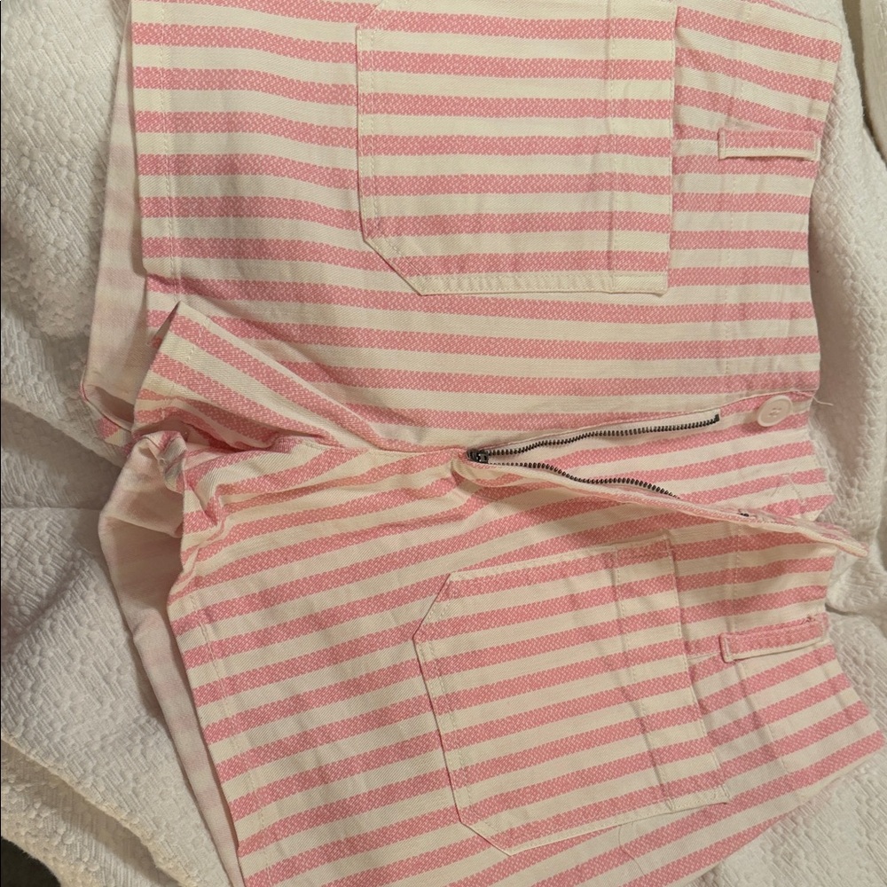 Maeve Striped Pink and White Cargo Shorts